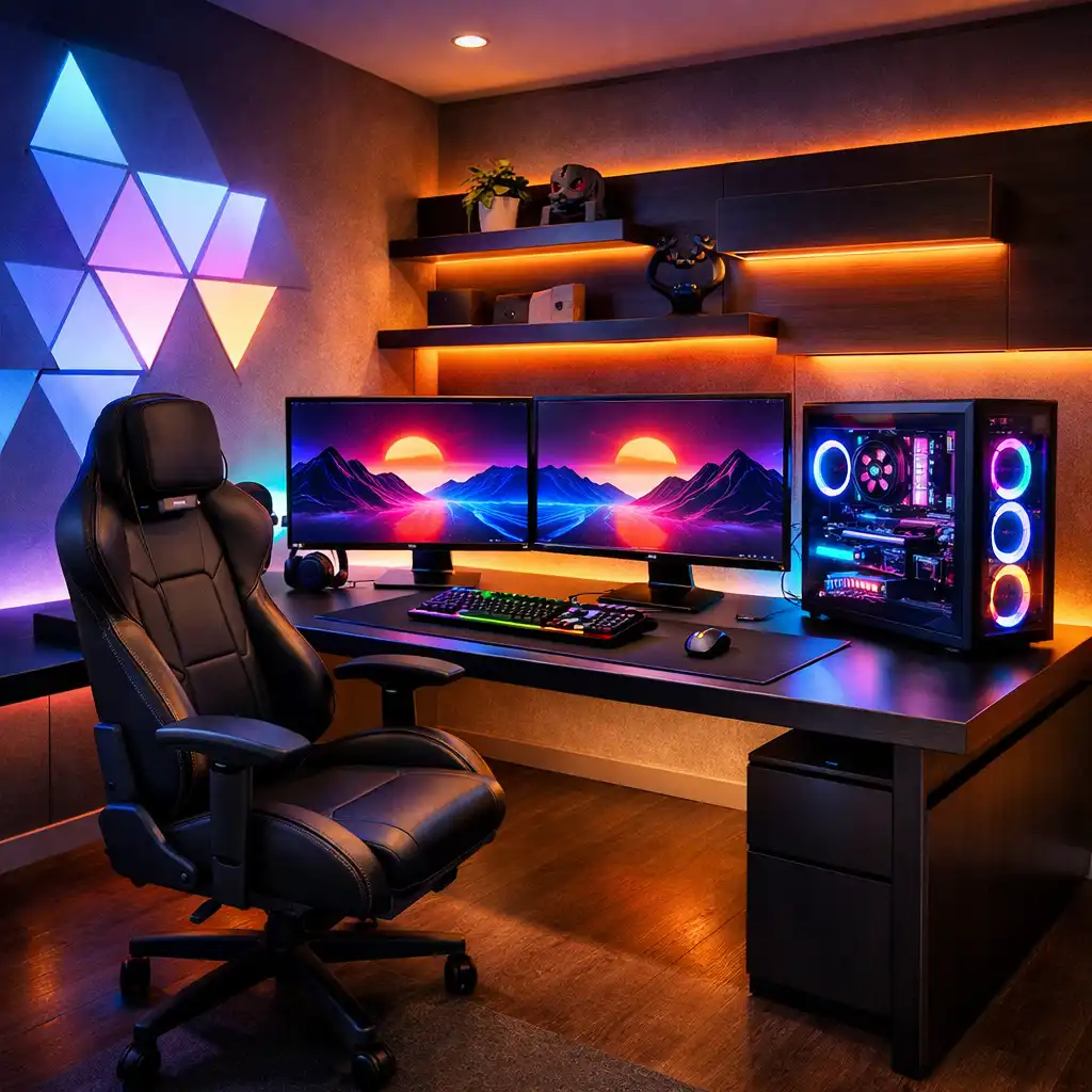Luxus RGB gaming szoba setup